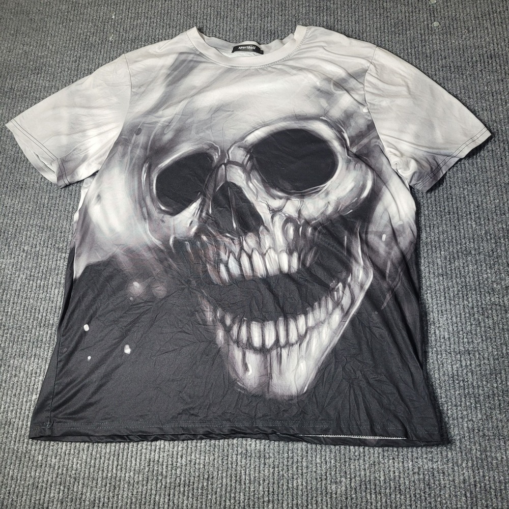Sportbull shirt Mens XL AOP All Over‎ Print Skull Loose Fit Black & White